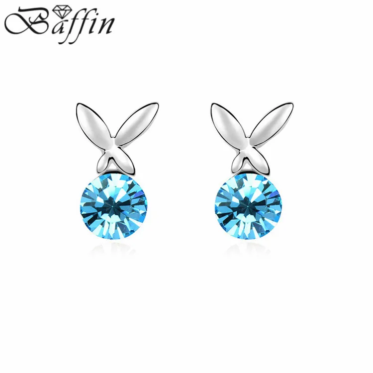 Девушки заячьи уши Сережки для пирсинга Кристаллы из Австрия женские вечерние серьги костюм ювелирные изделия