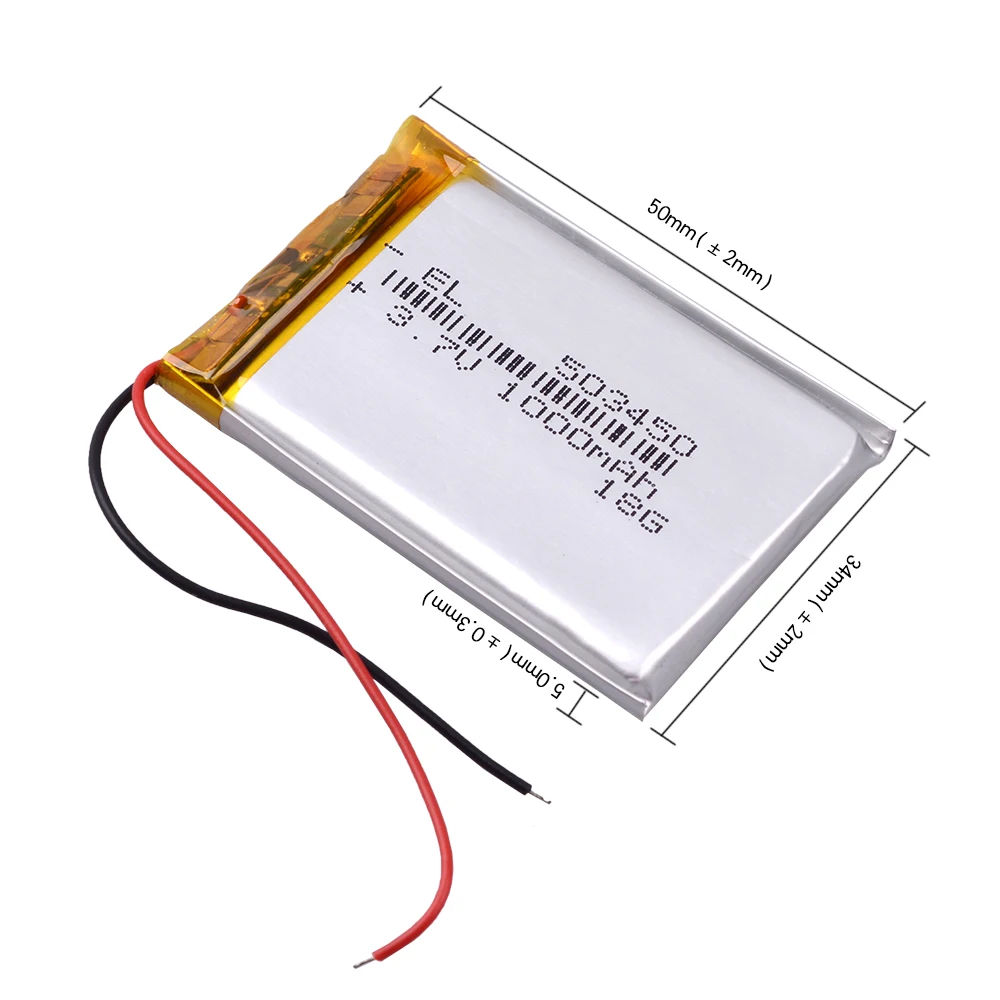 Полимерная литиевая аккумуляторная батарея 1000 mAh литий ионная 3 7 V 503450 053450 523450 для