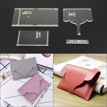 

DONYAMY 1 Set elephant Acrylic leather craft card holder template sewing cut pattern