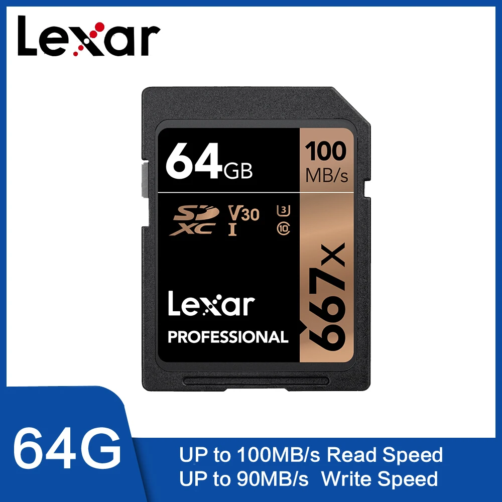 Lexar 100% оригинальный 667x SD карты памяти SDXC Class10 ГБ 128 256 64 Гб C10 U3 UHS-I hasta 100 МБ/с. |