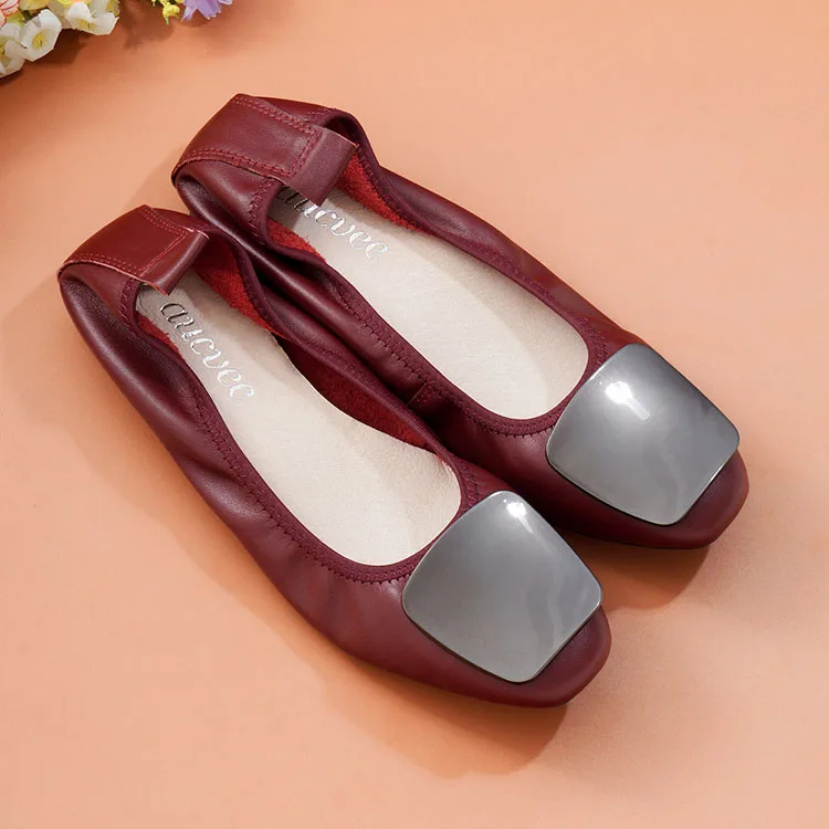 Genuine Leather Ballerina Luxury Shoes Women Designers Causal Slip-on Silver Loafer Shoes For Women Spring Autumn Ballet Flats  (7)