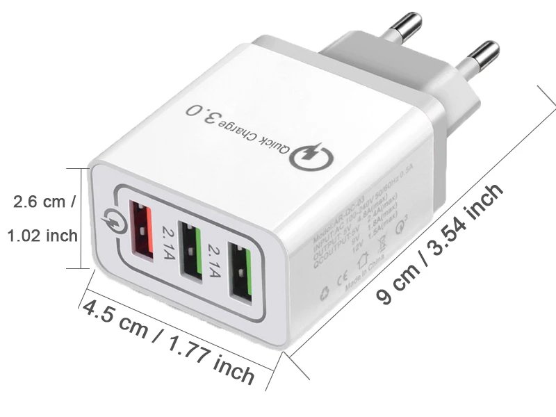 QC 3,0 18 Вт USB быстрая зарядка 3,0 5 в 3 а зарядное устройство для мобильного телефона зарядное устройство быстрое зарядное устройство ЕС США Разъем для iphone 7 8 Sumsung S8 S9 huawei