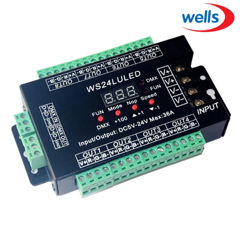  LED DMX512 8 groepen RGB controller Digitale display 24CH DMX adres Controller DC5V-24V elke CH Max - 32797543629