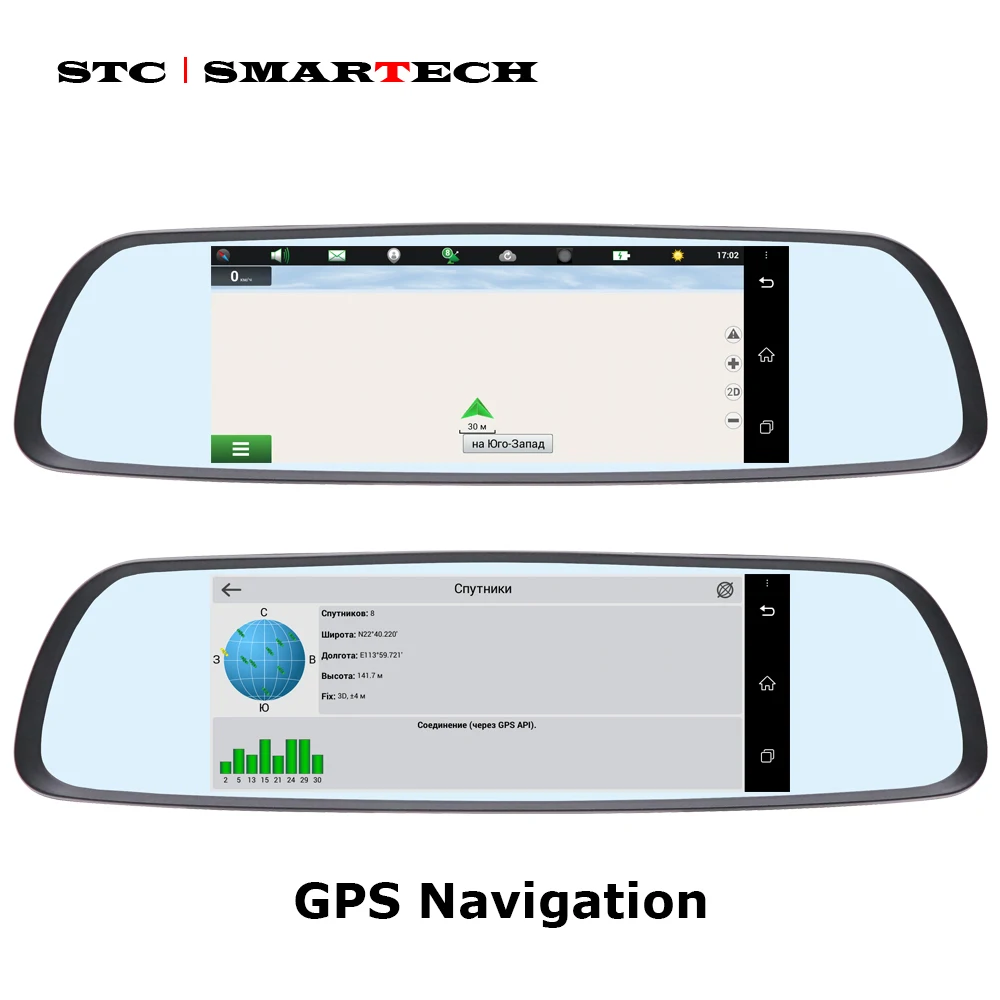 SMARTECH Android 3G Зеркало заднего вида DVR gps навигации 6 86 дюймов ips HD экран 1080P full двойной