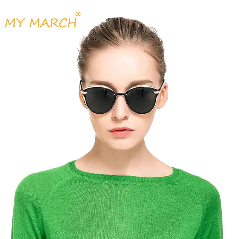 MYMARCH Brand Design Cat Eye Sunglasses Women Polarized Luxury Alloy Frame+TR90 Sun Glasses Fashion Retro Oculos De Sol Gafas