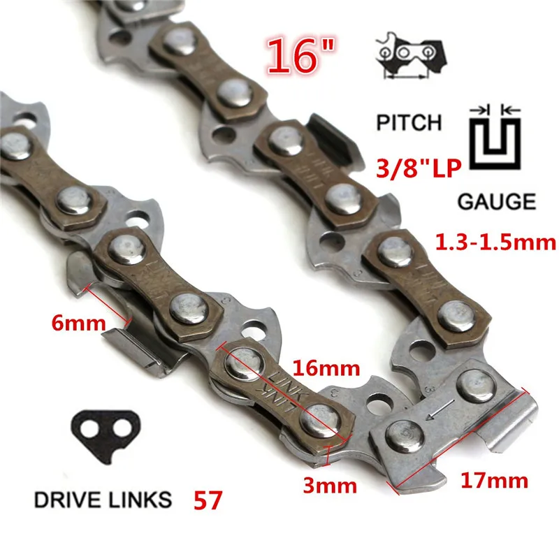 

57 Link 16" Chainsaw Saw Chain Guide Bar Length For Qualcast GCS400 PC40 Use On Portable Chain Saw Mills Outdoor Construction