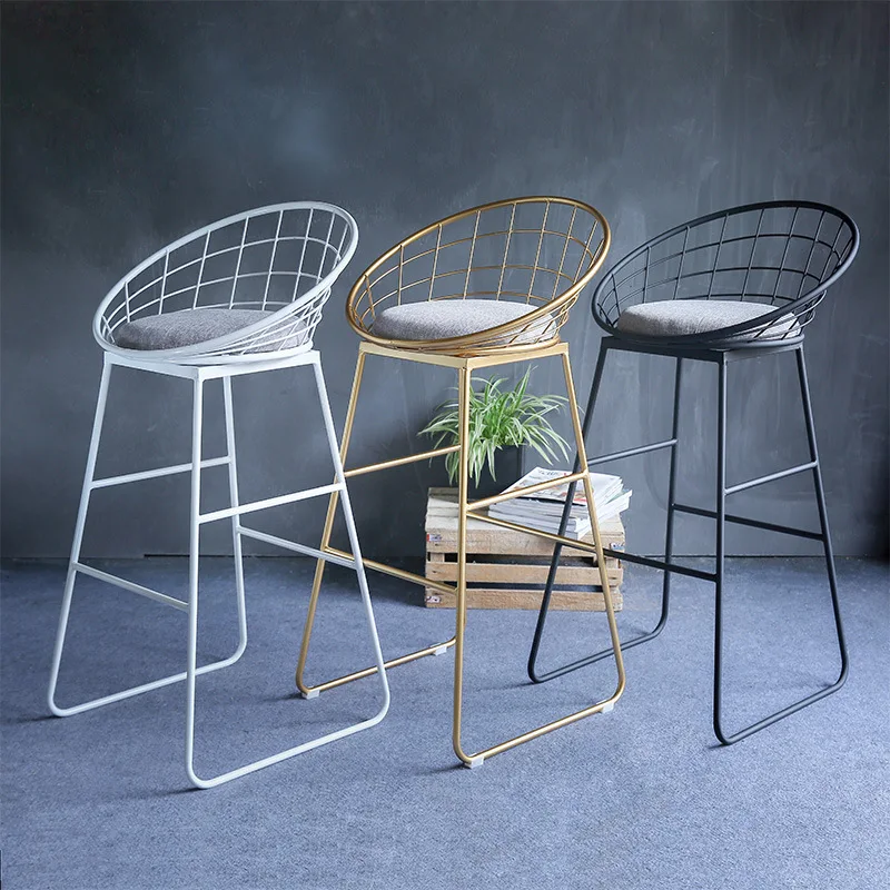 Простой барный стул из кованого железа, барный стул, золотой высокий стул, современный обеденный стул, железный стул для отдыха, скандинавский табурет