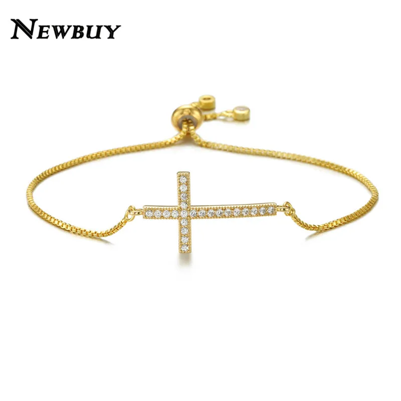 NEWBUY классические AAA + кубические циркониевые браслеты с крестообразной подвеской