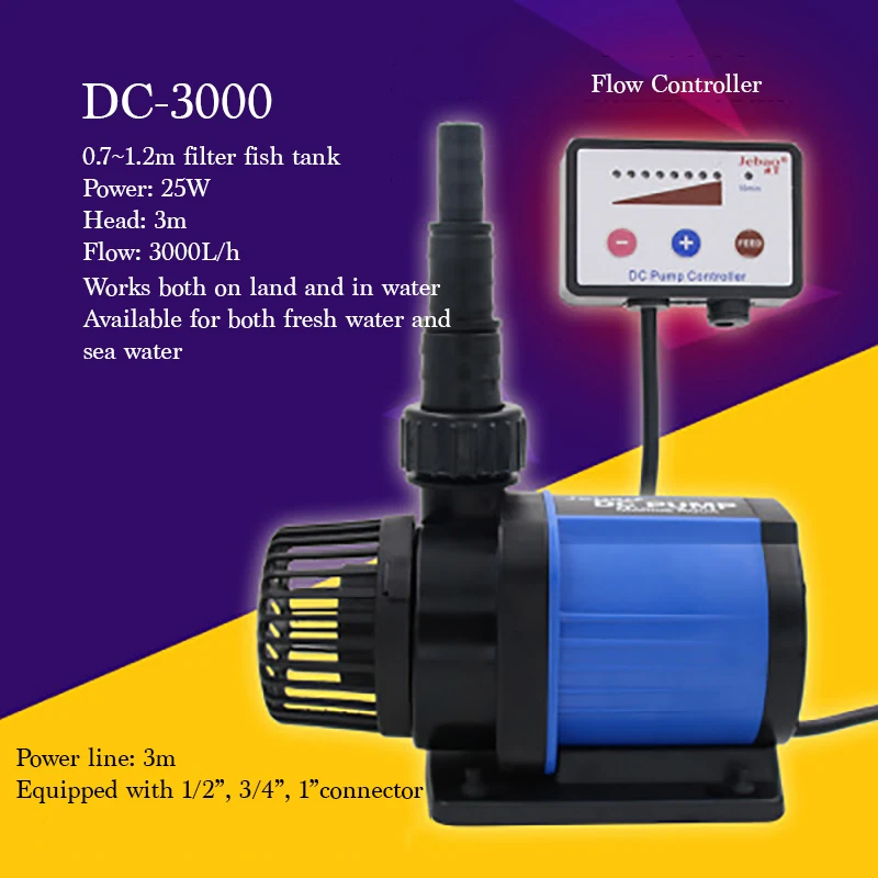 

Mini DC-3000 25W Quiet Electrical Aquarium Fish Tank Pump 3000L Salt/fresh Water Use Submersible Pump With Flow Controller