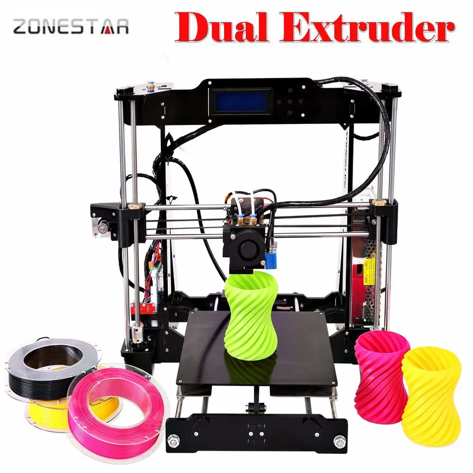 Optional Dual Extruder Reprap Prusa i3 3d printer DIY kit P802N P802NR2 Selectable Filament SD Card