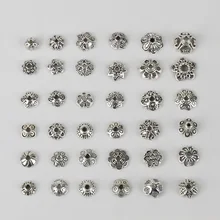 35 стилей бусины колпачки Тибетский античный серебряный цвет цветок концевые колпачки для изготовления ювелирных изделий Рукоделие Diy аксессуары