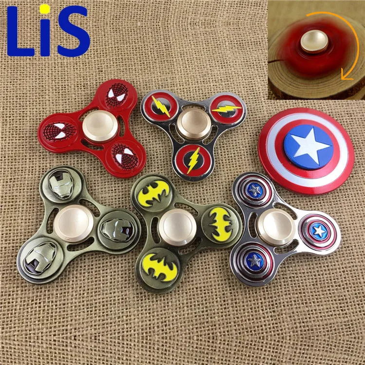 

Lis Marvel Avengers Super Heroes Tri-Spinner Fidget Toy Metal EDC Fidgets Hand Spinner Autism And ADHD Increase Focus Kids Gift
