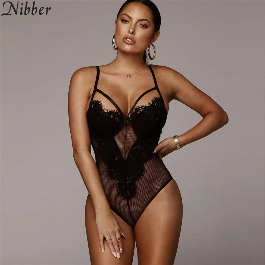 

Nibber hot lace openwork pattern jumpsuit 2018 autumn and winter sexy lace tight bodysuit trend casual wear multi-color optional