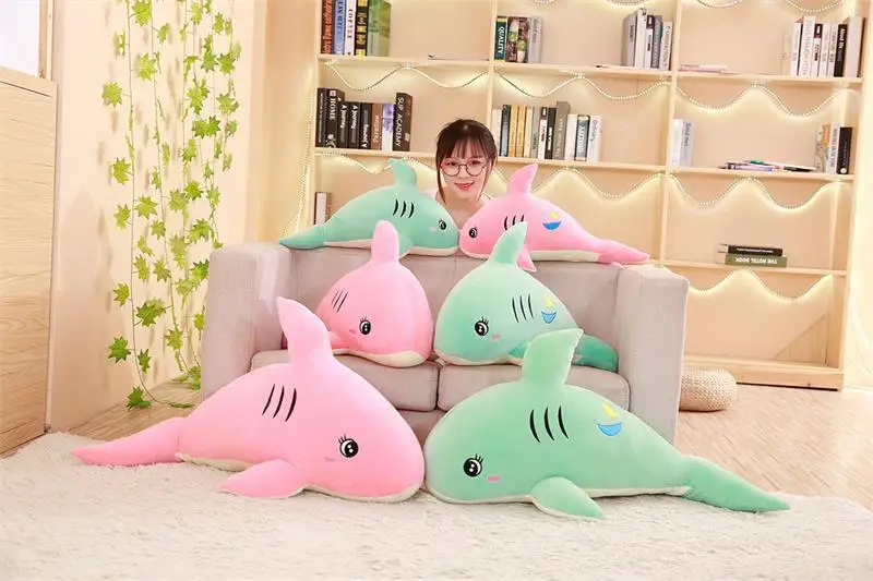 

cartoon shark plush toy creative pillow very soft cotton doll throw pillow toy Christmas gift h0750