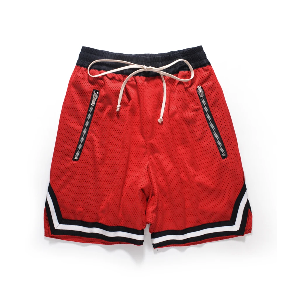 high quality 2018 Mens vintage style Men Mesh Haren Shorts Zipper Pocket Shorts Mesh Hip Hop