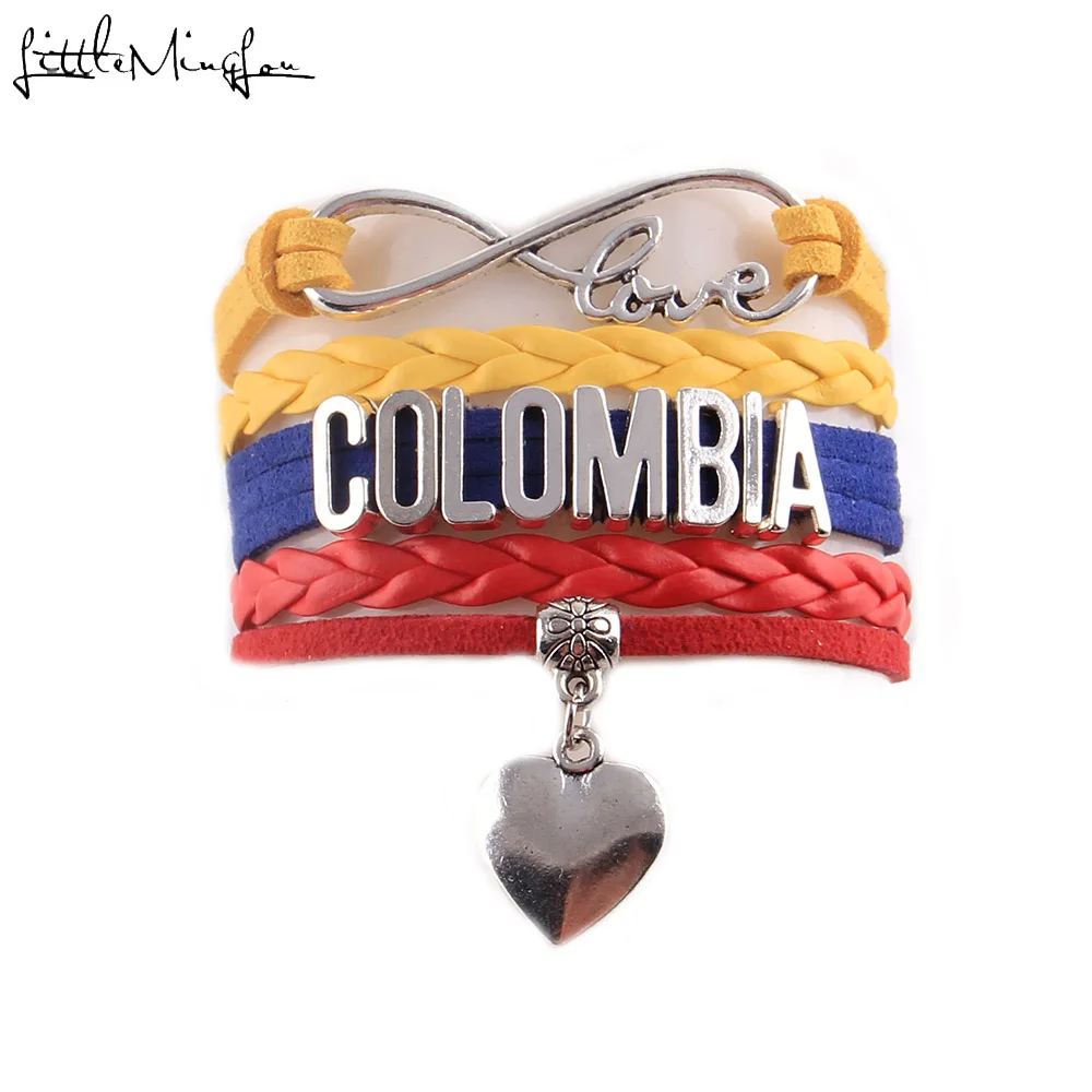 Little MingLou Infinity love COLOMBIA Подвеска для браслета в форме сердца браслеты и браслеты для женщин мужские Кожаные плетеные кантри ювелирные изделия