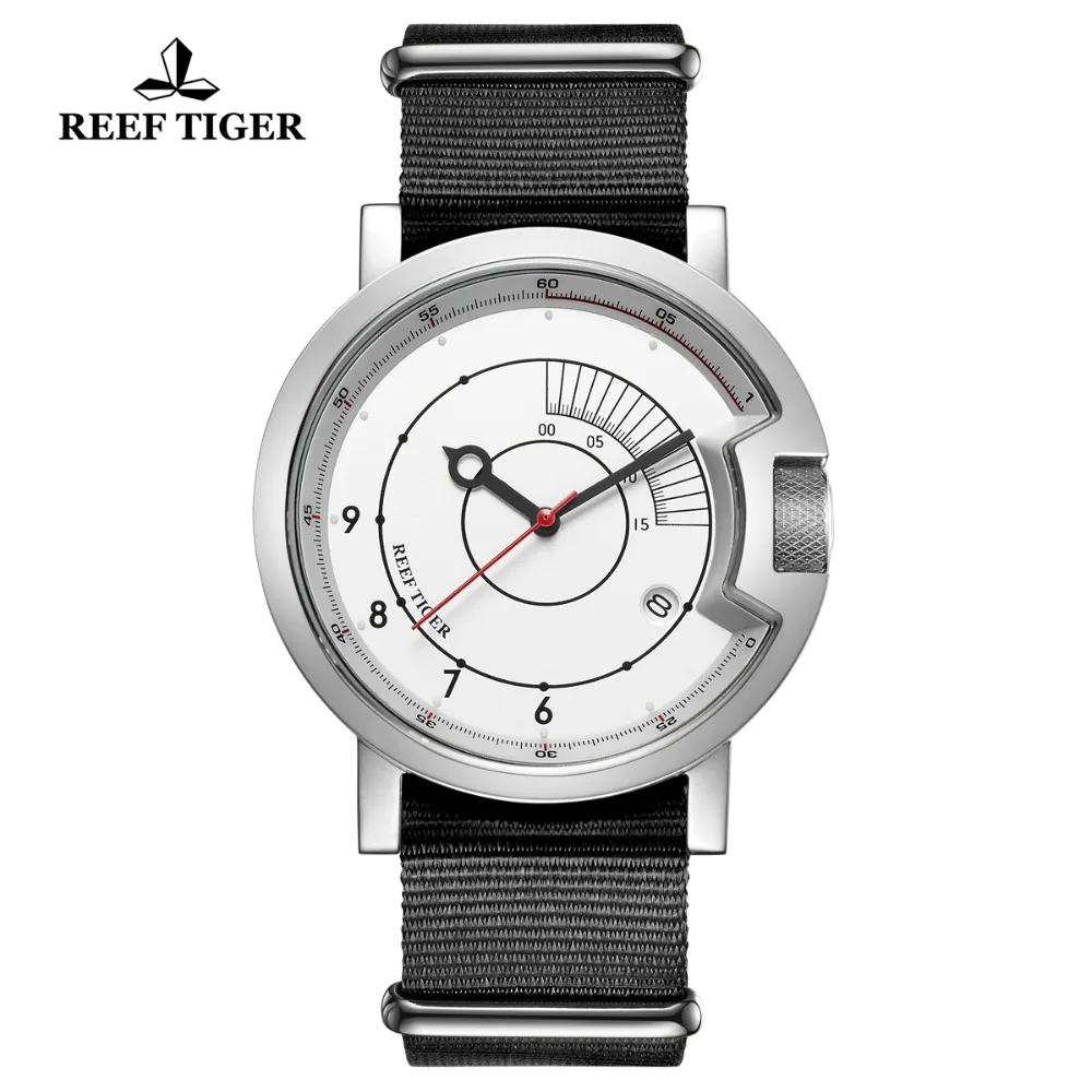 

2019 Reef Tiger/RT New Design Simple Watch Men Nylon Strap Waterproof Military Watches Luxury Brand Automatic Watches RGA9035