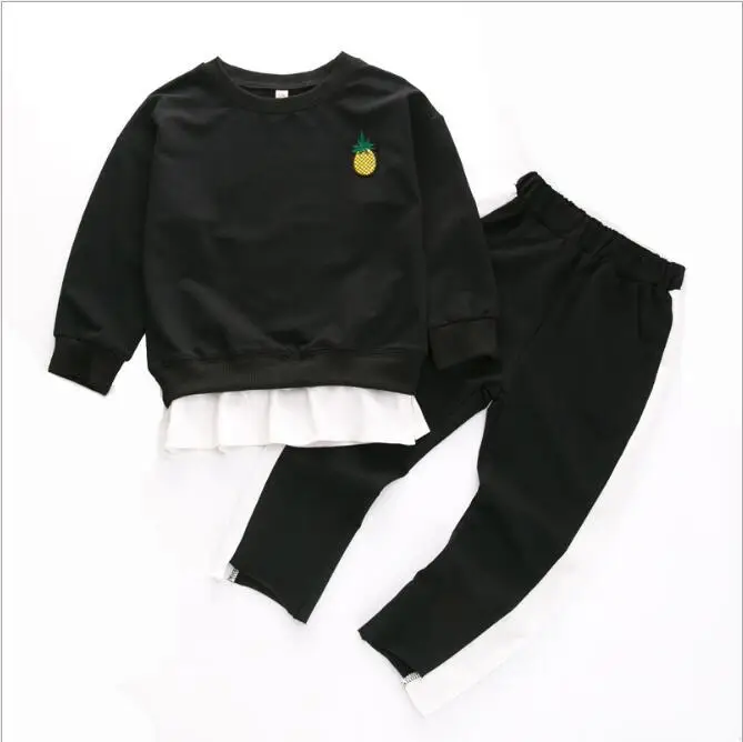 

Retail New spring autumn children's clothing suits sunflower children hoodies + pants children tracksuit girls clothes set
