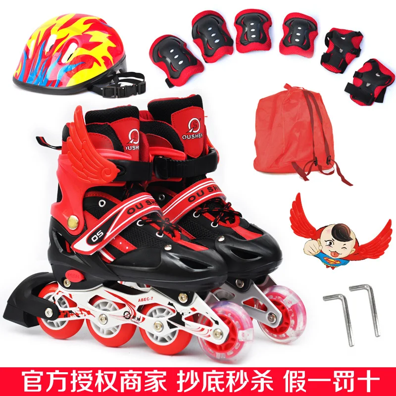 Oushen full set child skating shoes roller skates adjustable child skating shoesshoes wool