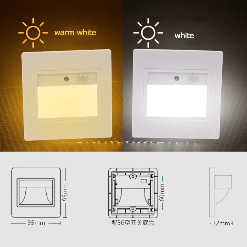 10 шт. PIR датчик движения светодиодный лестничный светильник инфракрасный индукционный светильник для человеческого тела Датчик утопленные ступеньки лестница настенный светильник+ лампы