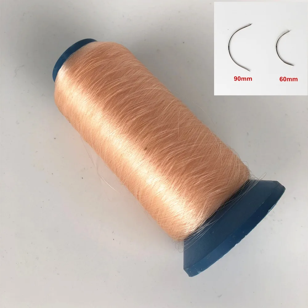 

1Pcs Beige Weaving Thread For Using Hair Extension,Lace Closure,Wigs With 2Pcs C Type Wig Needles Wig Making Tools