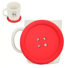 UK Big Button Silicone Coaster Fun Novelty Design Kitsch Retro Drinks Placemat