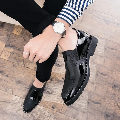 Высококачественные мужские туфли-оксфорды; модные броги в стиле Дерби на шнуровке; брендовая мужская кожаная повседневная обувь; мягкие мокасины; zapatos hombre; 2A - Цвет: 2273 black