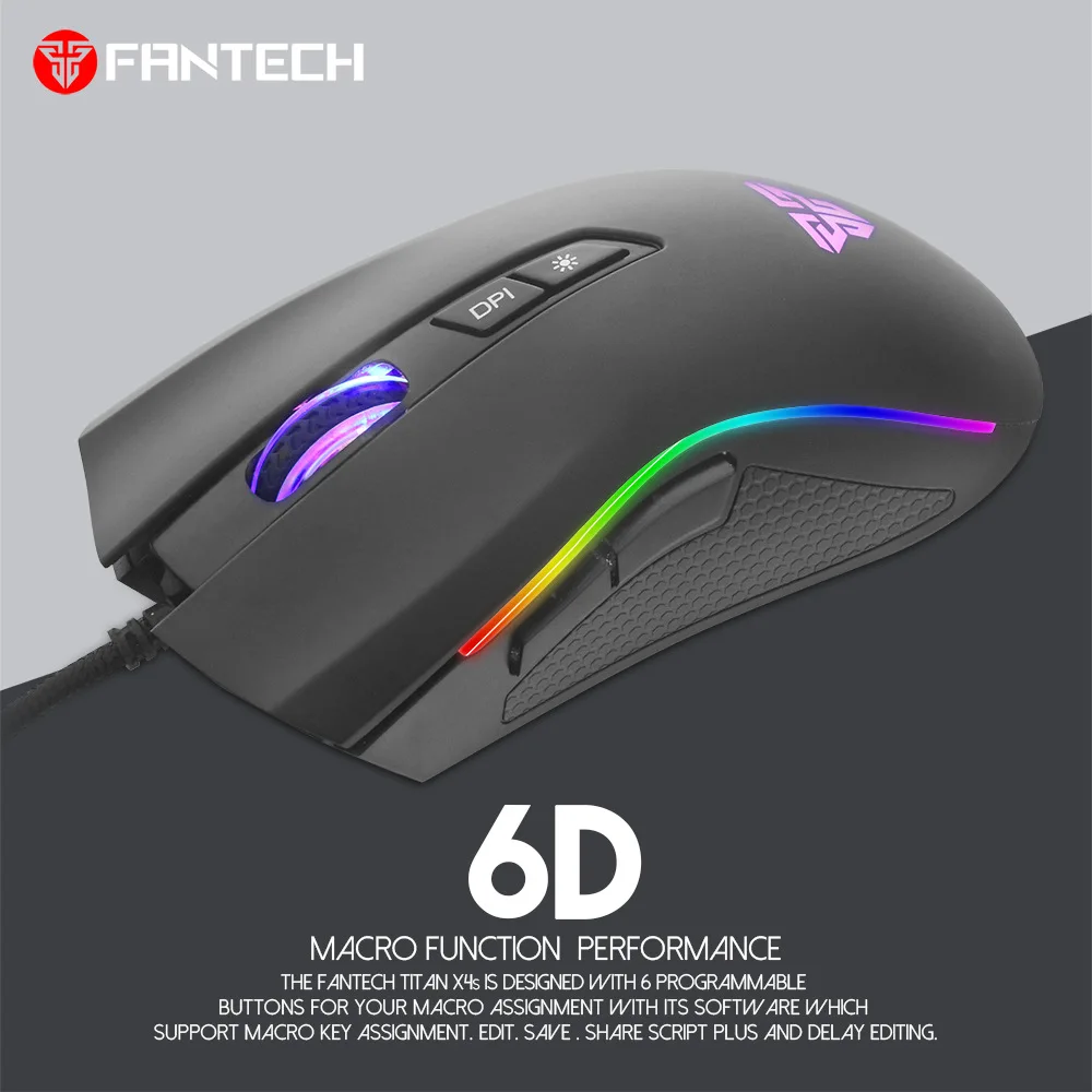 Fantech X4S RGB игровая мышь 6D ключ 4800 dpi Бесплатная коммутация Поддержка программного