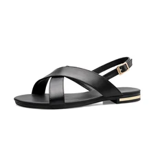 Women Flat Sandals Criss-Cross Open Toe Wide Leather Strap Fashion Summer Shoes Women Flat Sandals Criss-Cross Open Toe Wide Leather Strap Fashion Summer Shoes