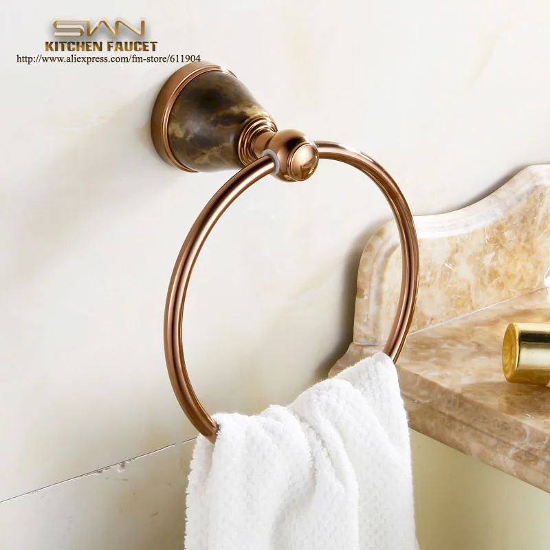 Free Shipping Luxury Rose Red Towel Ring Holder Towel Rack Towel Bar Bathroom Accessories Products Brass