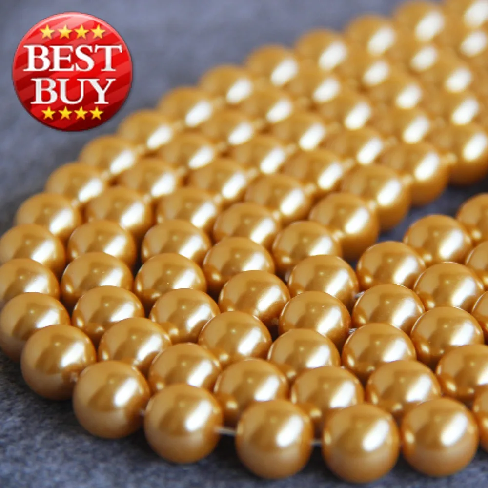 

2019 New For Necklace&Bracelet 12mm Yellow Shell Pearl Beads DIY Gifts For Women Girl Loose Beads Jewelry Making Design 15inch
