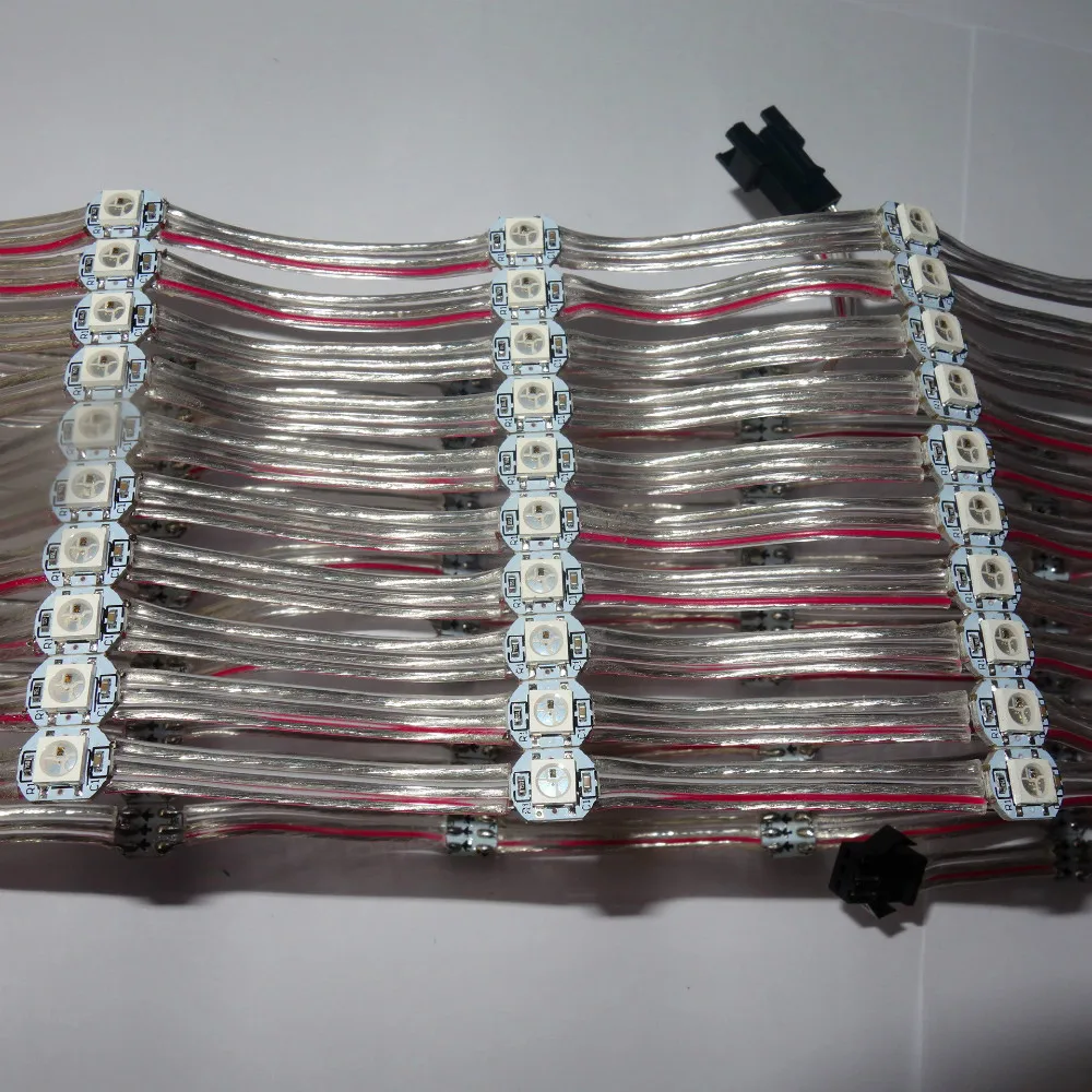 

100pcs/string DC5V WS2812B addressable rgb full color pixel light;5cm wire spacing;with transparent wire