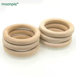 DIY большой натуральный круглые деревянные кольца, 2.7 дюймов 70 мм деревянные кольца, необработанные грызунок 10 шт. в партии WC017