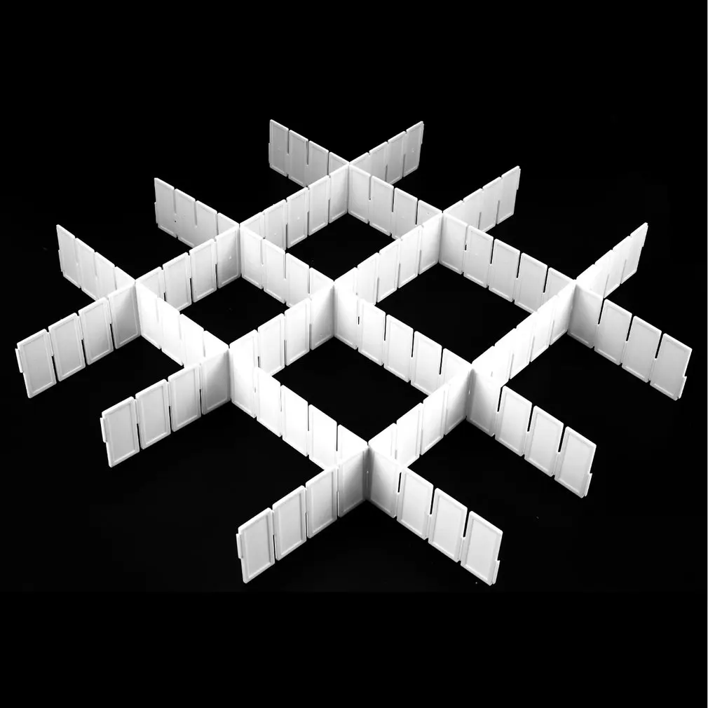 

6Pcs Practical Plastic DIY Grid Drawer Divider Household Office Necessities Storage Organizer Divider White