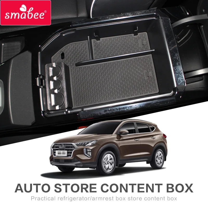

Smabee for Hyundai Tucson 2018 2019 2020 Armrest Box Storage Interior Accessories Stowing Tidying Center Console Tray BLACK