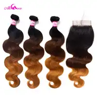 Ali Coco บราซิล Body Wave ปิด 1B/4/27 สีมนุษย์ผมปิด 12-26 นิ้ว Remy ผมปิด