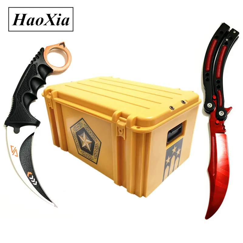 HAOXIA csgo коробка тупое лезвие balisong Бабочка в нож практика Складной Нож Тренер CS GO