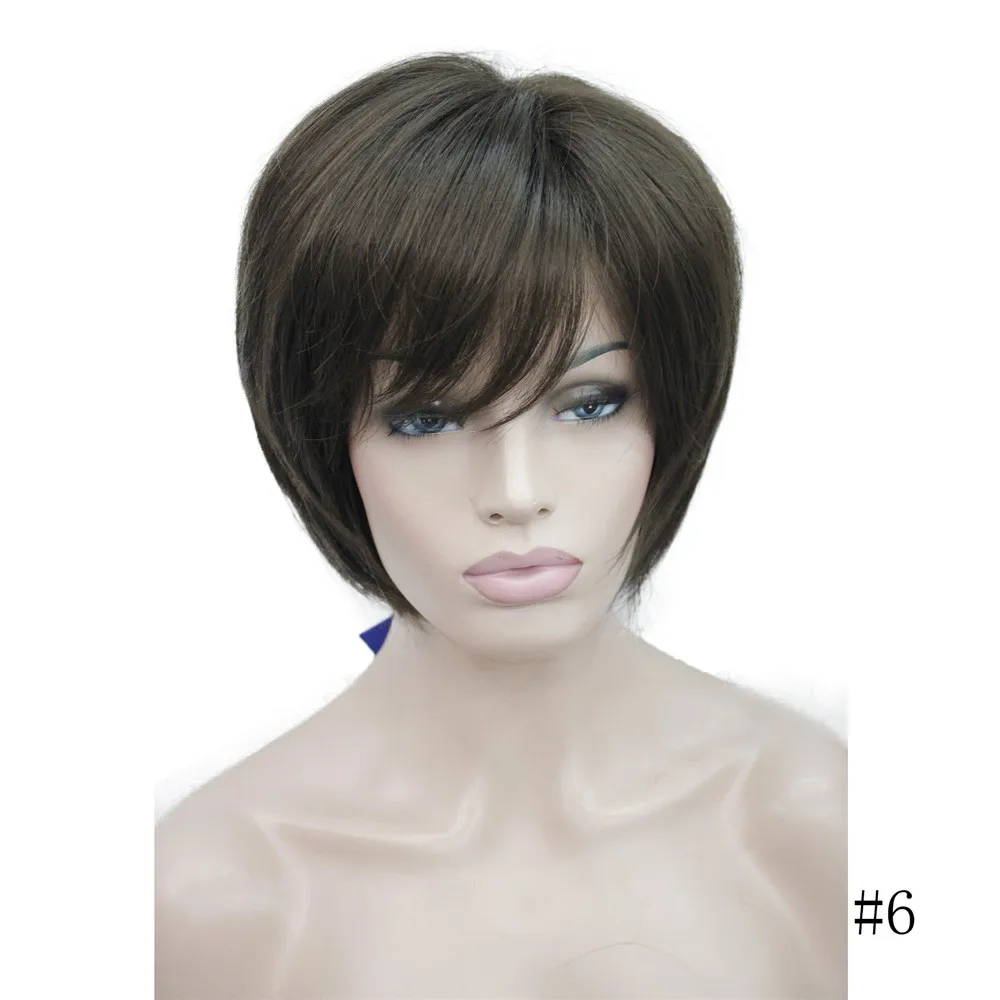 5969 #6 new charming Dark Chocolate women's short straight wig (3)