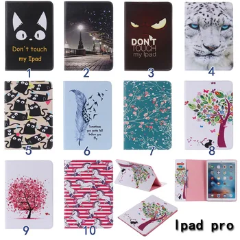 

High Quality Cartoon Print Stand Card Holder Soft TPU + PU Leather Shell Skins Cover Case For Apple iPad Pro 12.9 inch Tablet