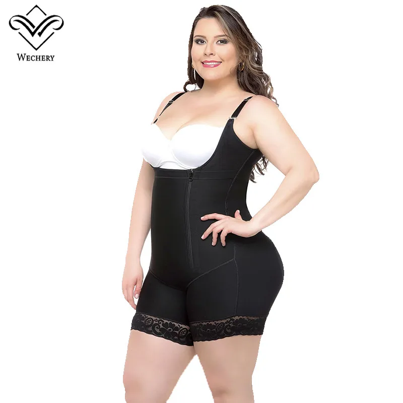 Wechery Для женщин Body Shaper бесшовное боди на шнуровке и застежке-молнии для похудения Trainner поясные Корсеты прикладом Боди большой размер S-6XL