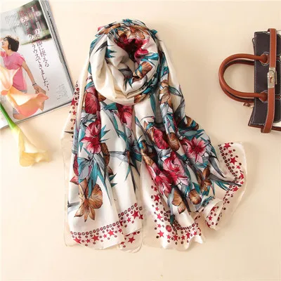 [RUNMEIFA] Модный Шелковый шарф женские летние пляжные шали и накидки 4 цвета шарф 180*90 см Женский мягкий удобный - Цвет: 2