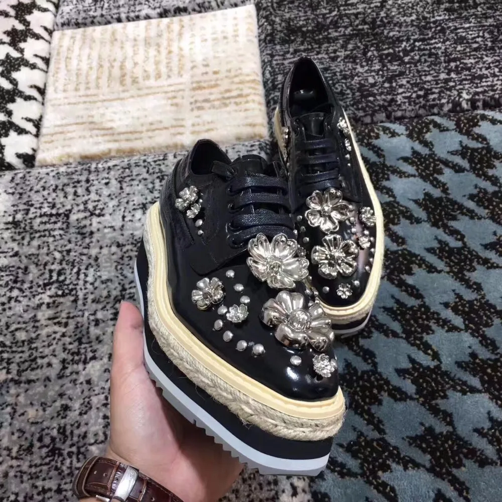 Plate Appartements forme Casual as Décoration Fleurs Mujer Pic Métal De Chaussures Richelieu As Pic Cristal En Femme Zapatos Cuir pHPgSqIxnw