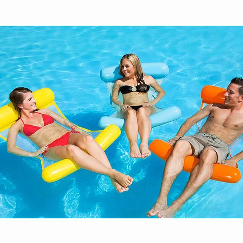 Inflatable Floating Row Beach Backrest Recliner Sleeping Bed Chair Foldable Outdoor Single People Water Air Mattresses | Спорт и