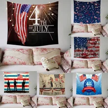 Independence Day Print Family Tapestry Light String Combination Wall Decoration Home Tapestry Wall Hanging Wall Decoration sky ballons print tapestry wall hanging decoration