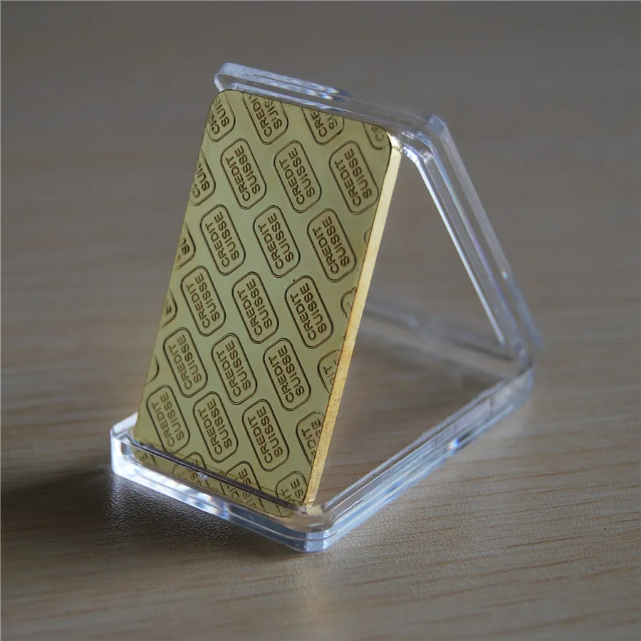 

laser Numer Free! High Quality Credit suisse Fine gold replica bullion .999 gold plated bar 100pcs/lot DHL Free shipping