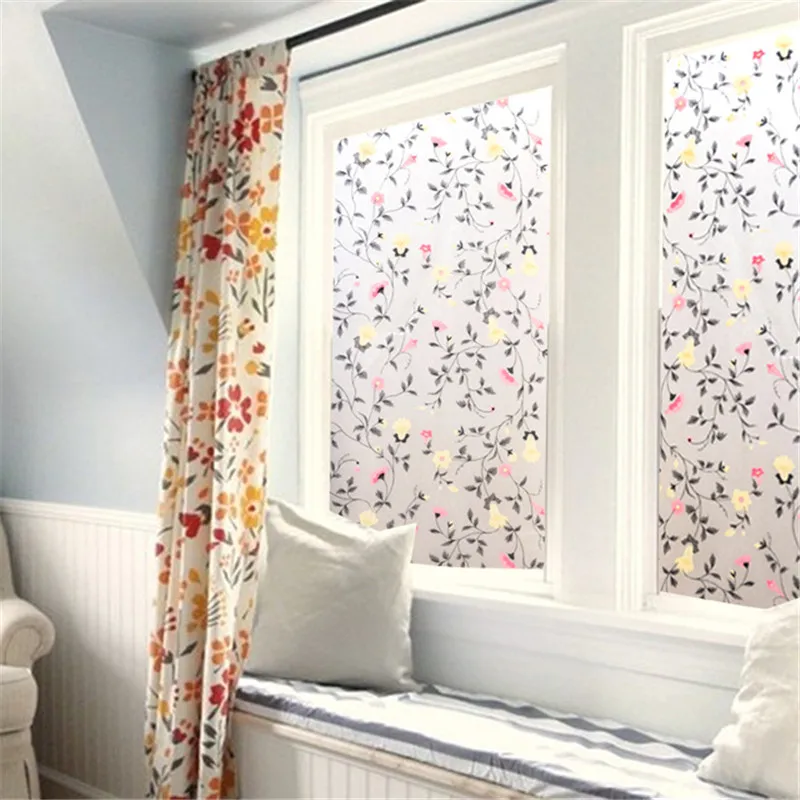 

Wide 45/60cm Privacy Self Adhesive Window Film Static Film On The Window No Glue Stickers Morning Glory Bathroom CW73