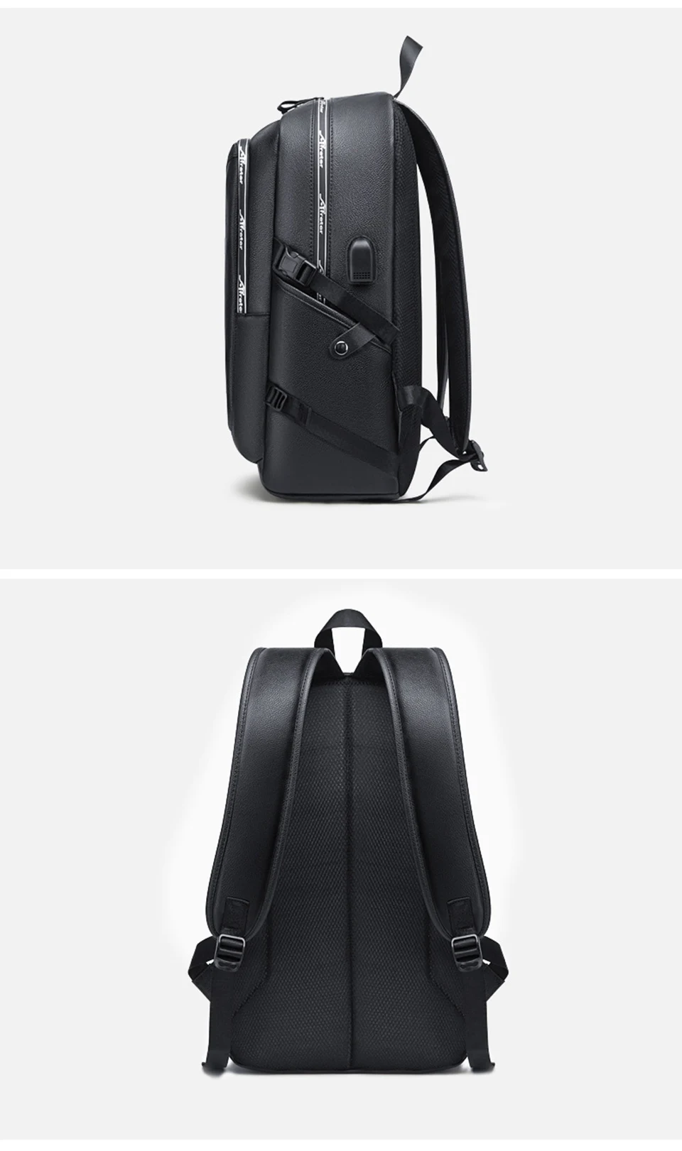 Leather Backpack Laptop 15.6 Inch Backpack Men Women PU Bagpack Waterproof USB Charging Smart Bag College Girls Boys Casual Bags (7)
