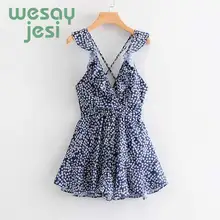 Off Shoulder Jumpsuits Women Sexy Ruffles Sleeveless Playsuit Blue Jumpsuits For Women 2019Backless Strappy Floral Print Rompers Off Shoulder Jumpsuits Women Sexy Ruffles Sleeveless Playsuit Blue Jumpsuits For Women 2019Backless Strappy Floral Print Rompers