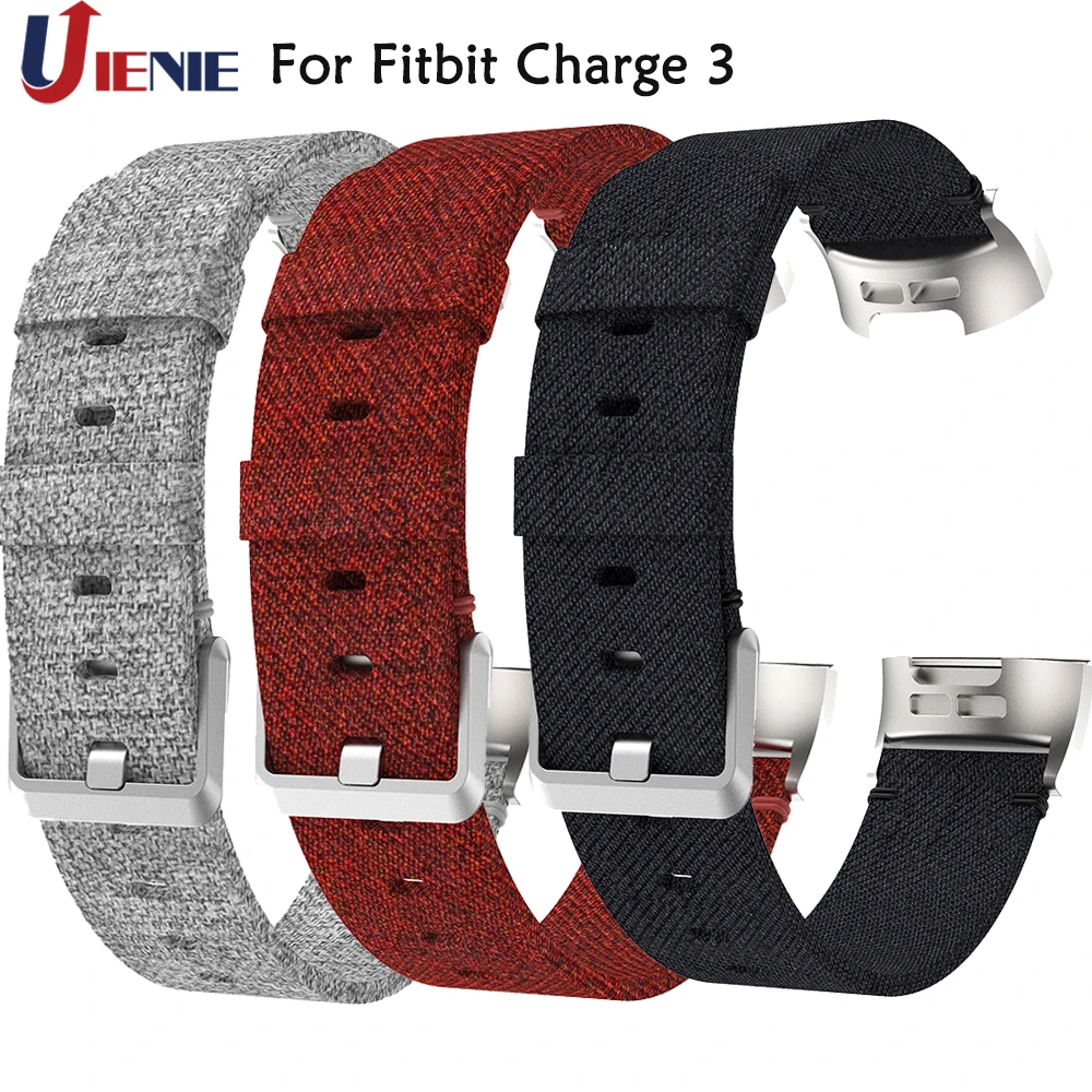 

Woven Canvas Fabric Watchband Wrist Band Straps for Fitbit Charge 3 Smart Bracelet Strap Sport Replacement Wristband Straps