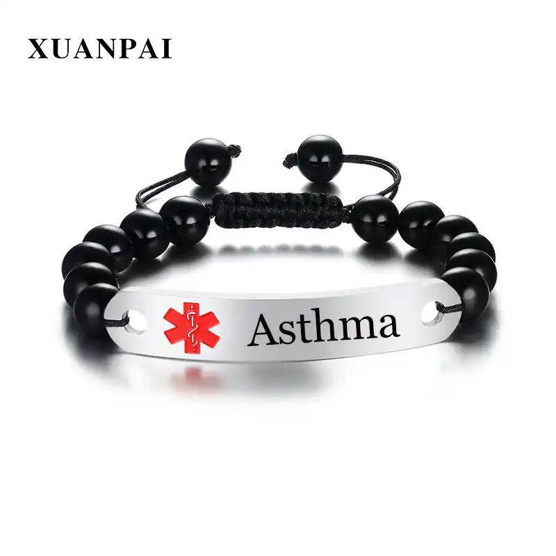 Xuanpai Asthma Disease Medical Alert Id Bracelet For Men Women Xuanpai Asthma Disease Medical Alert Id